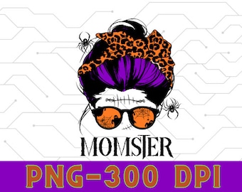 Momster Messy Bun Png Sublimation Design,Halloween Mama Messy Bun Png ,Halloween Frankenstein Messy Bun,Momster Messy Bun Hair PNG Downloads