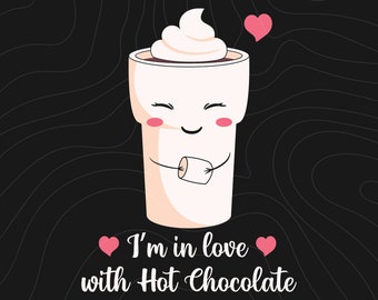 Ik ben verliefd op warme chocolademelk SVG PNG sublimatie ontwerp, vrolijk kerstfeest PNG, warme chocolademelk seizoen PNG, warme cacao PNG, peperkoek PNG, download