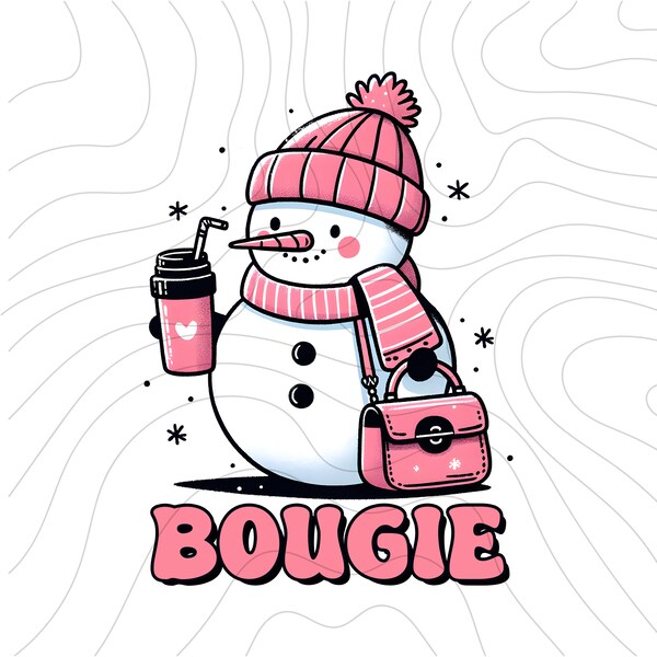 Boojee Snowman Bougie Snowman Stanley Tumbler Belt Bag Inspired PNG Sublimation Design Download DTF Print Sticker Tumbler Boojee Holiday