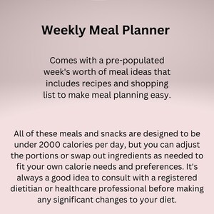 Editable Weekly Meal Planner with Recipes and Grocery Shopping List