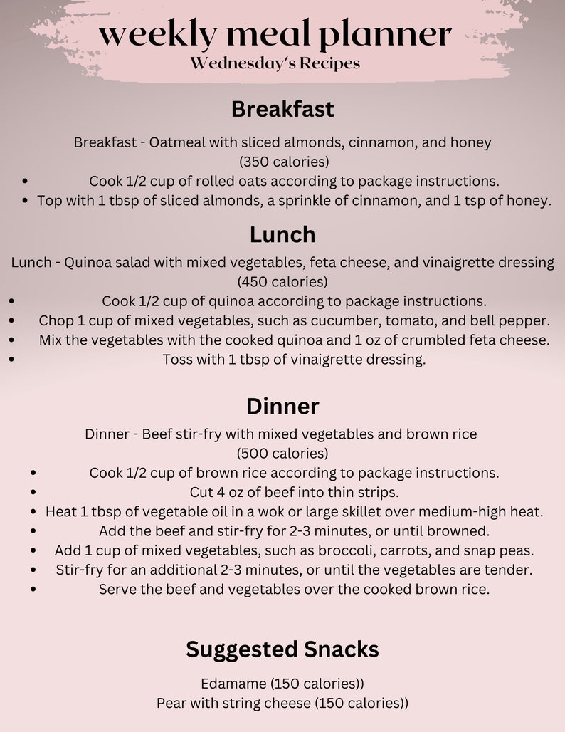 Editable Weekly Meal Planner With Recipes and Grocery Shopping List - Etsy