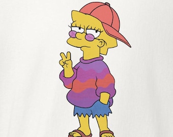 Camiseta de Lisa Simpson, camiseta Comfort Colors, camiseta de Lisa Simpson, camiseta con el símbolo de la paz de Lisa, camisetas de Los Simpson