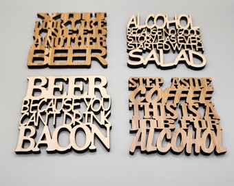 Laser Cut Funny Drink Coaster Files