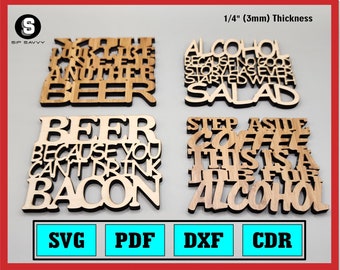 Laser Cut Funny Drink Coaster Files