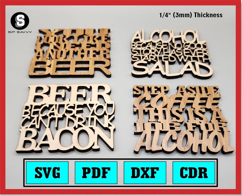 Laser Cut Funny Drink Coaster Files zdjęcie 1