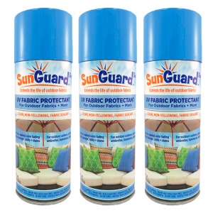 SUNGUARD Fabric UV Protectant and Sealant Spray (3 Pack) for Garden and Home Prevents Fading Spills & Stains