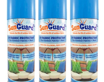 SUNGUARD Fabric UV Protectant and Sealant Spray (3 Pack) for Garden and Home Prevents Fading Spills & Stains