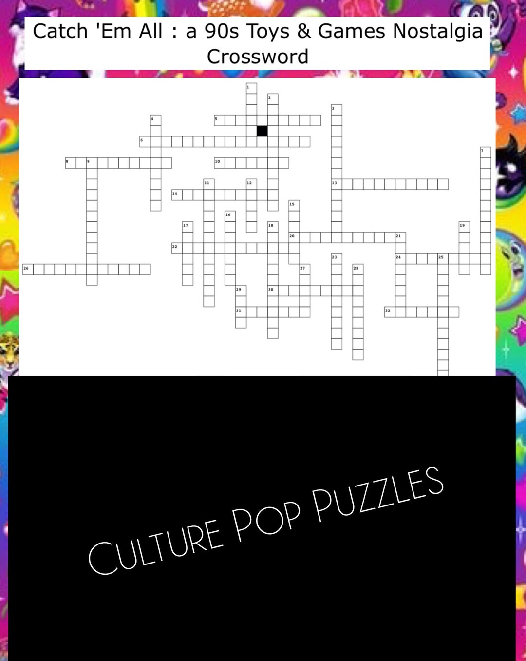 Catch 'em All A 90s Toys & Games Nostalgia Crossword Puzzle Etsy