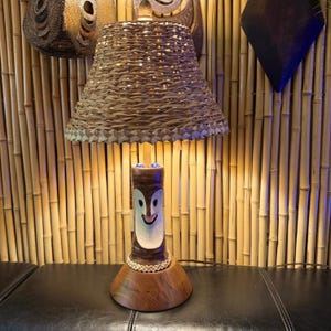 Tiki lamp light table tiki bob one of a kind rare Tropical lighting tiki decor bar lounge room handmade oceanic art ready to ship