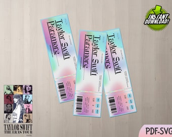 Printable Taylor swift and paramore The Ears Tour Ticket | Surprise Gift Reveal | Editable Keepsake | Instant Download