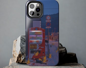 Anime inspired japan vending machine cute funny Tough Hard Shell Impact Resistant iPhone phone case