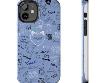 【韓国 BLUE PERCENT】Blond Black/White Ribbon iPhone case Blue and White Ribbon Bow Monogram Phone Case, Chinoiserie