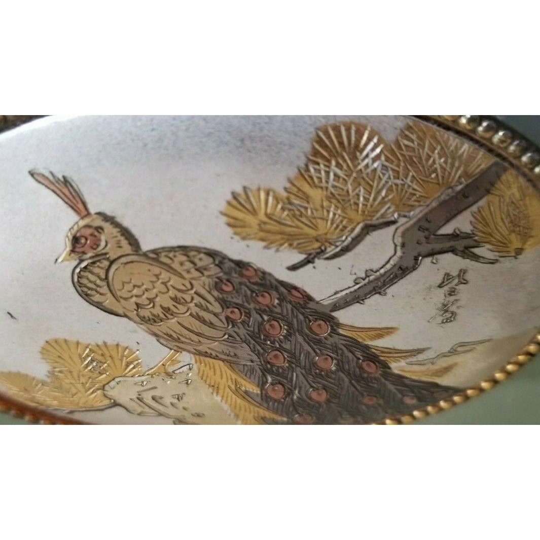 Made in Japan Peacock Art by Chokin Sankyo Musicbox Song is Feelings