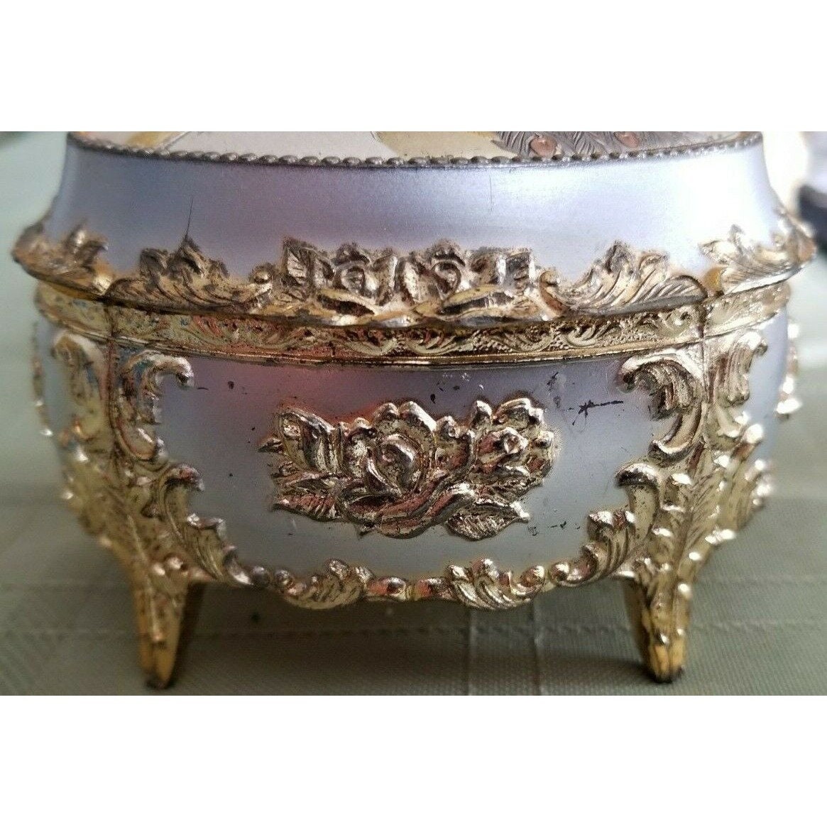 Made in Japan Peacock Art by Chokin Sankyo Musicbox Song is Feelings