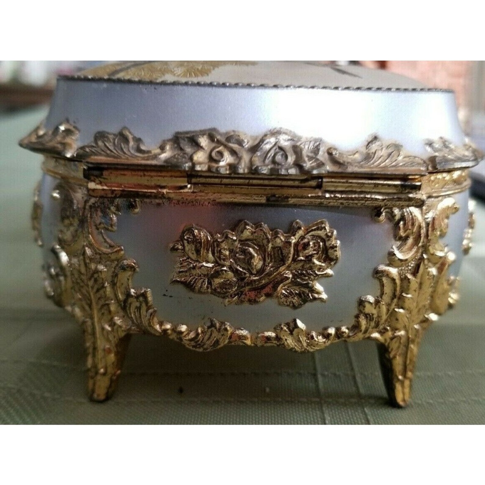 Made in Japan Peacock Art by Chokin Sankyo Musicbox Song is Feelings