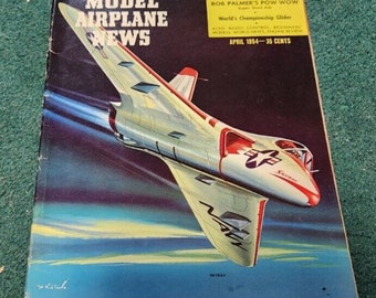 1954 April MODEL AIRPLANE NEWS Magazine Skyray Pow Wow Ugly Duckling German Eng