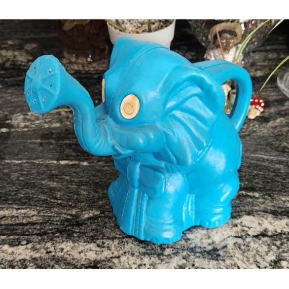 Vintage Children's Ohio Art Blue Elephant Plastic Watering Can
