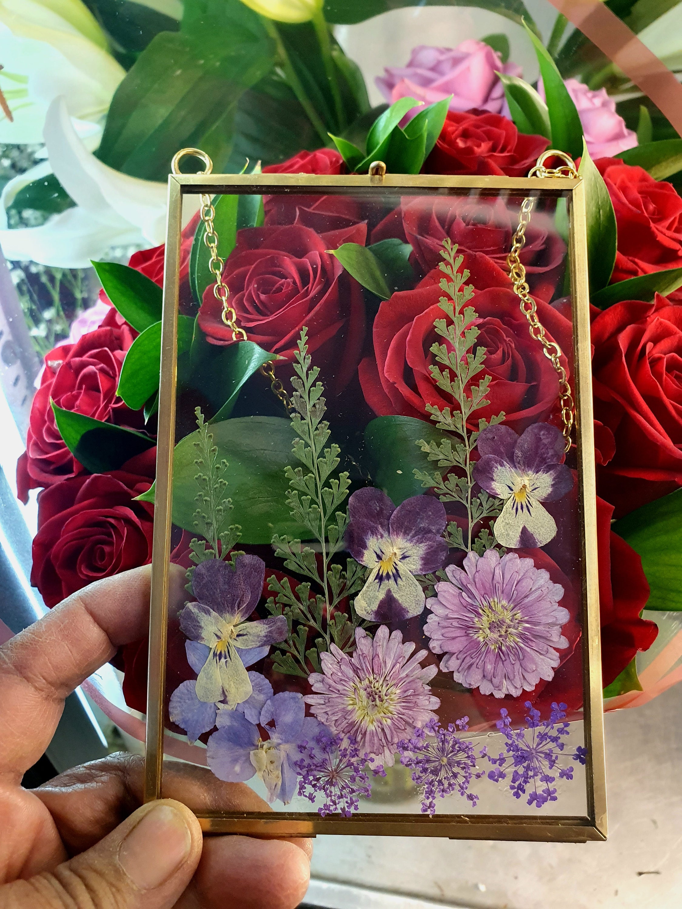 Wall Art Dried Pressed Real Flowers in Glass Frame 4x6 Inches Etsy