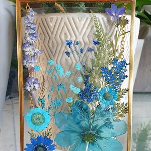 Wall Art Dried Pressed Real Flowers in Glass frame 4x6 inches, hanging wall art, double sided glass, framed glass decor,Birthday ,mom gift,