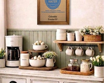 Framed Colombia Coffee Sack Art – Handmade Burlap Wall Decor (32"x25