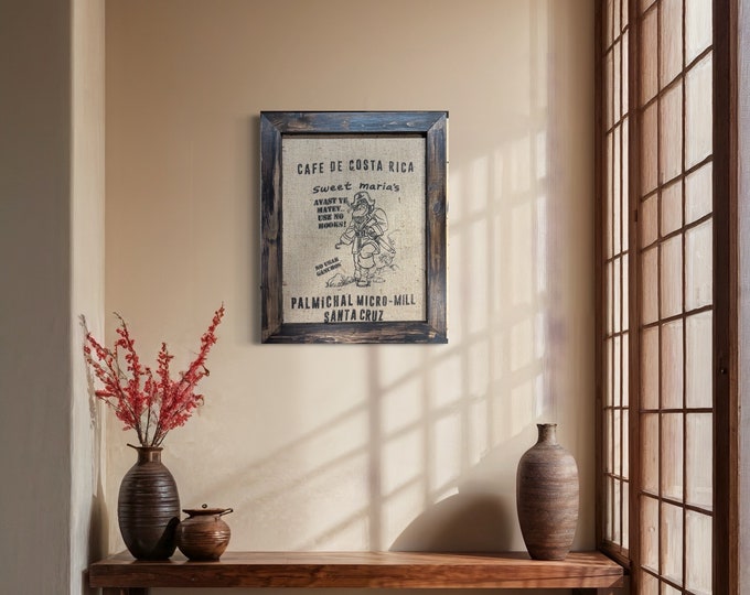 Artistic Coffee Sack Wall Art Stained Wood Frame Handmade Coffee artistic-coffee-sack-wall-art-stained-wood-frame-handmade-coffee
