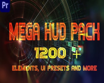 Premiere Pro 1200+ HUD Elements Pack mit voreingestellten UI-Bildschirmen. 8GB RAR-Datei.