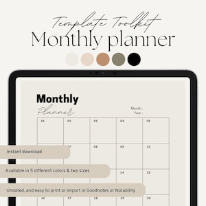 Undated monthly calendar | MonthlyCalendar | Digital Planner | Calendar monthly | Goodnotes monthly calendar | 2023 Calendar |