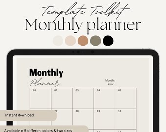 Undated monthly calendar | MonthlyCalendar | Digital Planner | Calendar monthly | Goodnotes monthly calendar | 2023 Calendar |