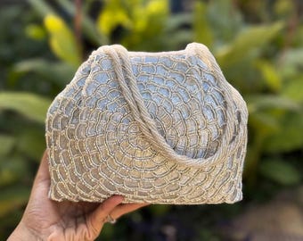 Elegant Gold Embroidered Potli Bag for Weddings, Handcrafted Beaded Ethnic Clutch, Bridal Purse for Festive & Party Wear