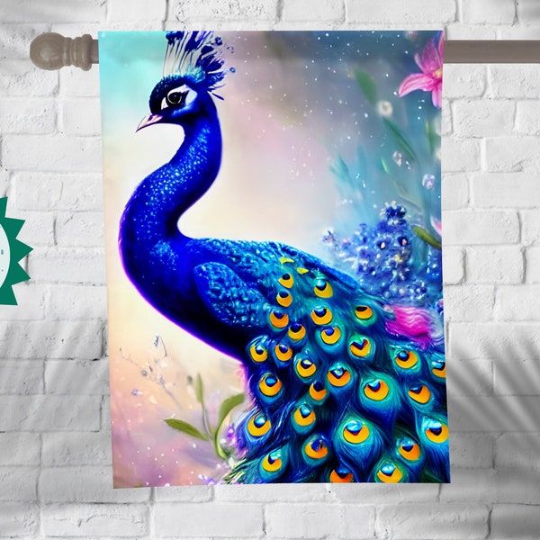 Majestic Peacock Lover Welcome Bird  House and Garden Banner Flag