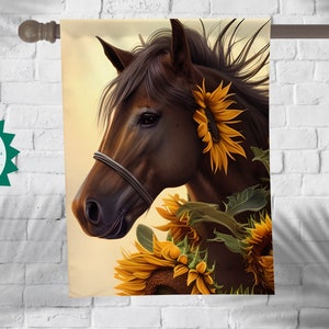 Girasole stallone cavallo amante regalo estate benvenuto casa e giardino bandiera bandiera