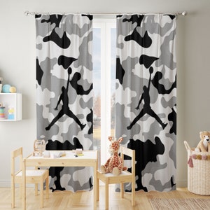 Air Jordan Curtain, 23 Chicago Black Red Curtain. Kids Room Curtains, Window Curtains, Custom Curtains, Baby Room Curtains