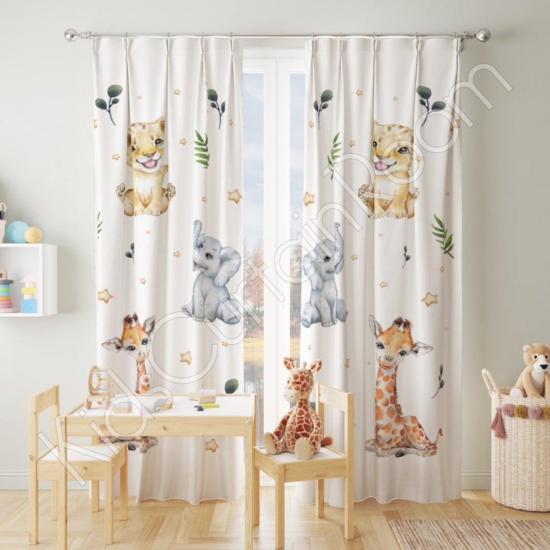 Safari Animals Nursery Curtains. Woodland Nursery Curtains, Baby Room — free download