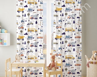Pastel Cars Baby Boy Room Curtain. Cute Cars Nursery Baby Room Curtain, Custom Curtain, Window curtains