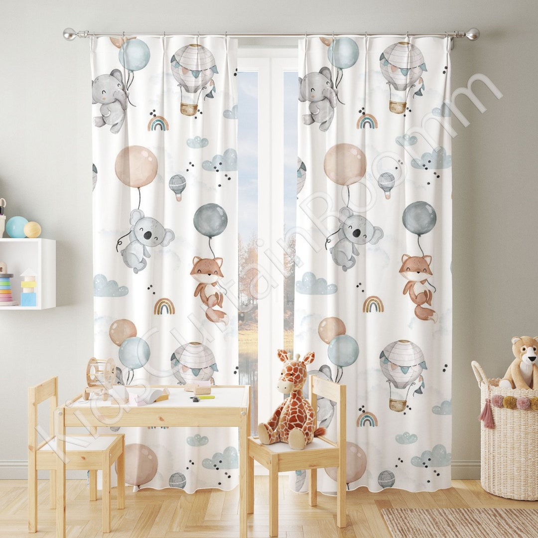 Woodland Nursery Curtains, Safari Animals Nursery Curtains. Baby Room