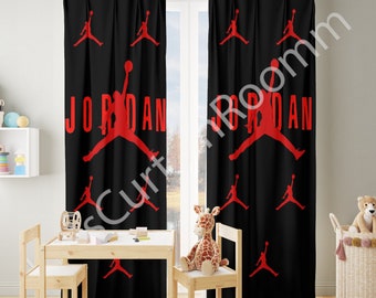 Rideau Air Jordan, 23 Rideau noir rouge Chicago. Rideaux pour chambre d'enfant, rideaux de fenêtre, rideaux sur mesure, rideaux pour chambre de bébé