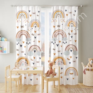 Pastel rainbow, Baby room curtain watercolor rainbow, Children's room curtains, Window curtains, Personalized children's room