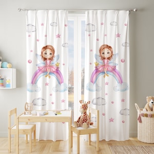 Cortinas infantiles de unicornios para niña, cortinas rosas y doradas,  cortinas para habitación de niña, cortinas para niñas, ropa de cama de  guardería de unicornios -  España