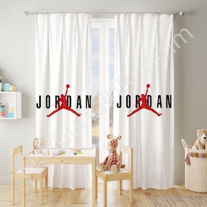 Air Jordan Cortina, 23 Chicago Negro Rojo Cortina. Cortinas para habitaciones de niños, cortinas para ventanas, cortinas personalizadas, cortinas para habitaciones de bebés