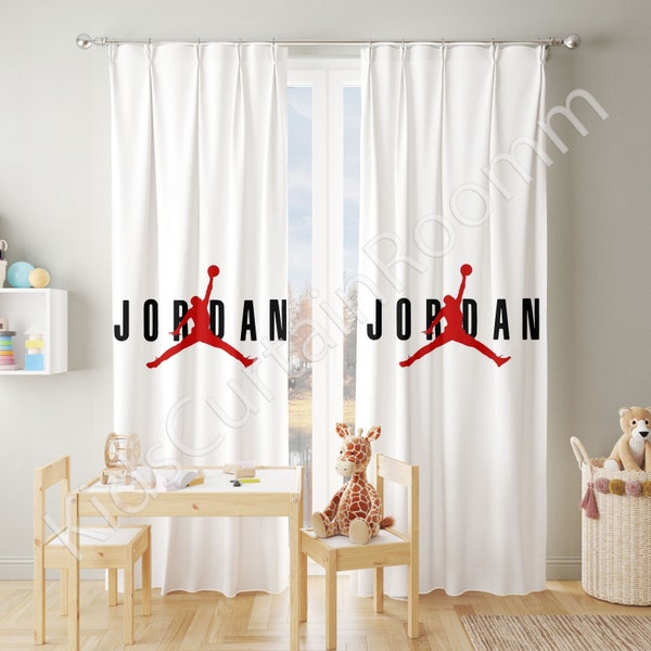 Rideau Air Jordan, 23 Chicago Noir Rideau Rouge. Rideaux de chambre d'enfant, Rideaux de fenêtre, Rideaux sur mesure, Rideaux de chambre de bébé