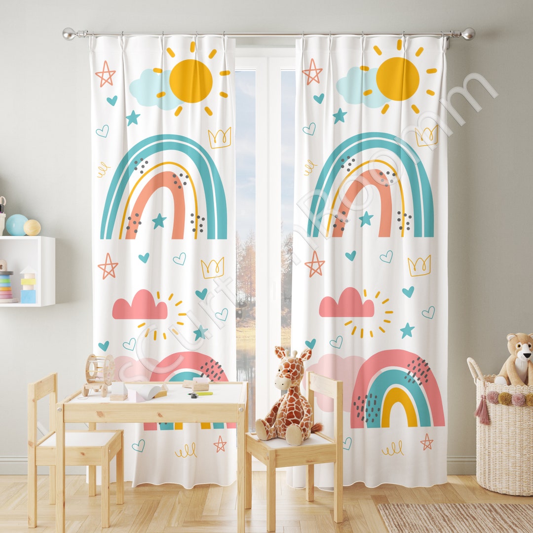 Pastel Rainbow, Baby Room Curtain Watercolor Rainbow, Children's Room ...