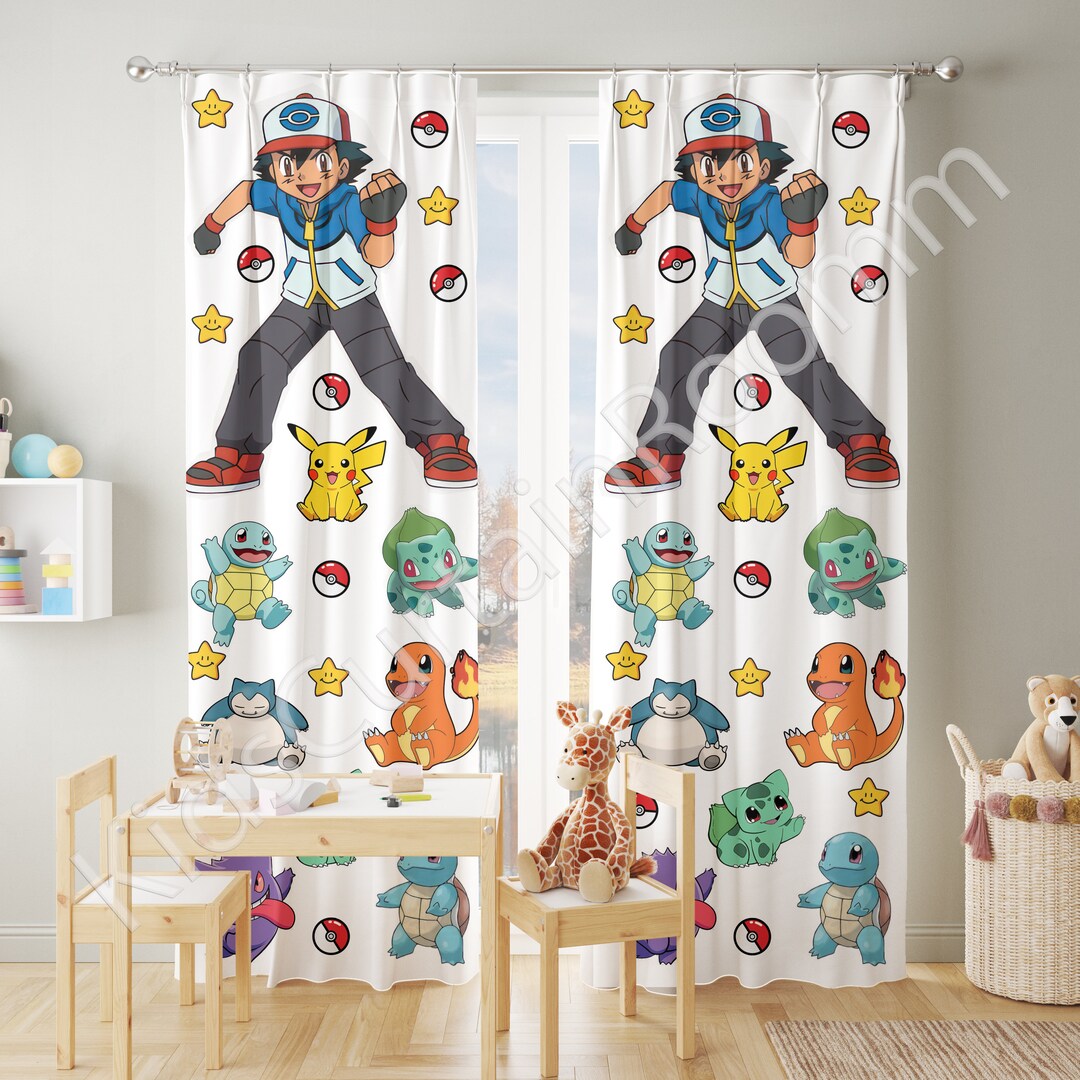 Pokemon Kids Room Curtains. Nursery Room Curtains, Window Curtains