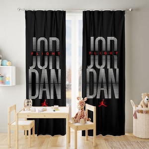 Rideau Air Jordan, 23 Rideau noir rouge Chicago. Rideaux pour chambre d'enfant, rideaux de fenêtre, rideaux sur mesure, rideaux pour chambre de bébé