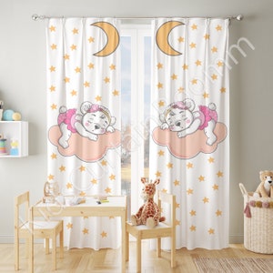 Teddy Animals Nursery Curtains, Baby Girl Curtains, nursery curtains, Girl Baby Room, Window curtains, custom curtain