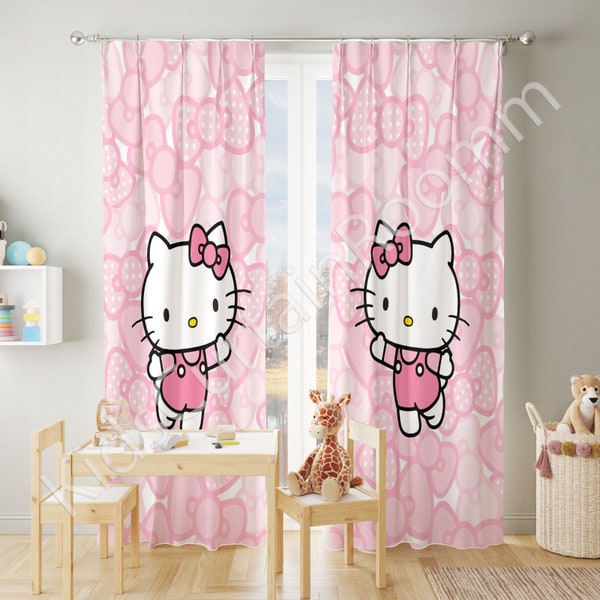 Cortinas para habitación infantil de Hello Kitty. Cortinas de guardería, cortinas de ventana, cortinas personalizadas, cortinas de habitación de bebé, cortinas de niña bebé