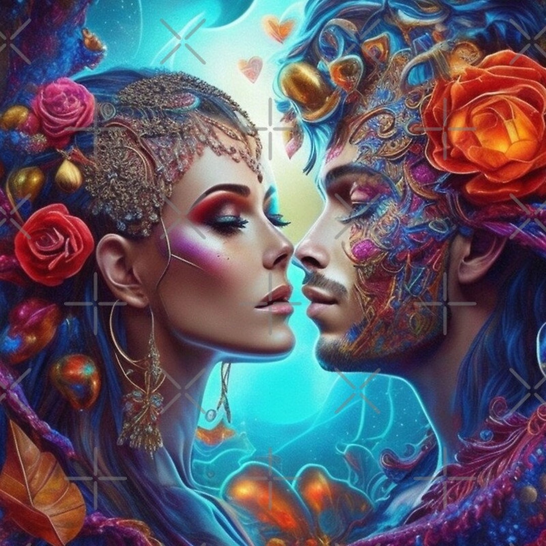 ABSTRACT COUPLE Wall Art Psychedelic AI Art Digital Images Etsy