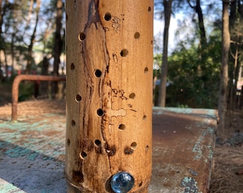 Portavelas votivo de bambú natural