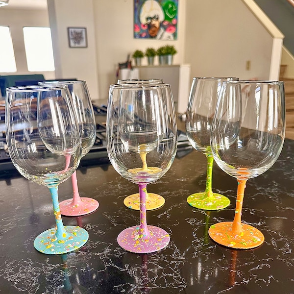 Painted Wine Glasses Etsy