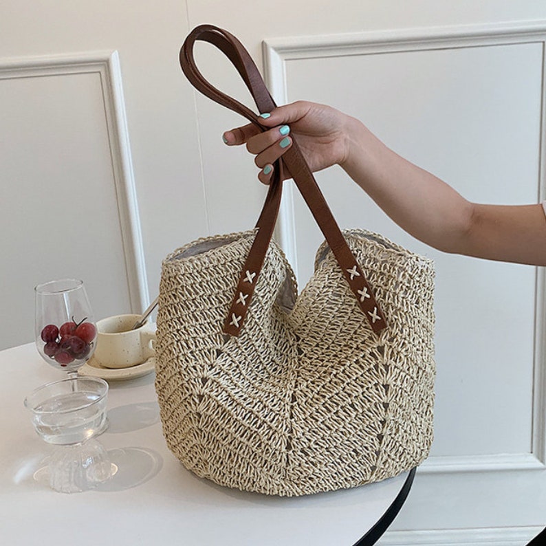 Straw Bag /french Market Basket/straw Bag Basket/natural Straw Etsy