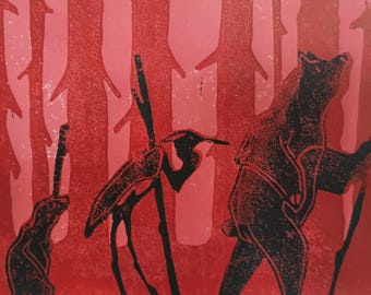 Cuando aprendí a estar de pie - Impresión en xilografía